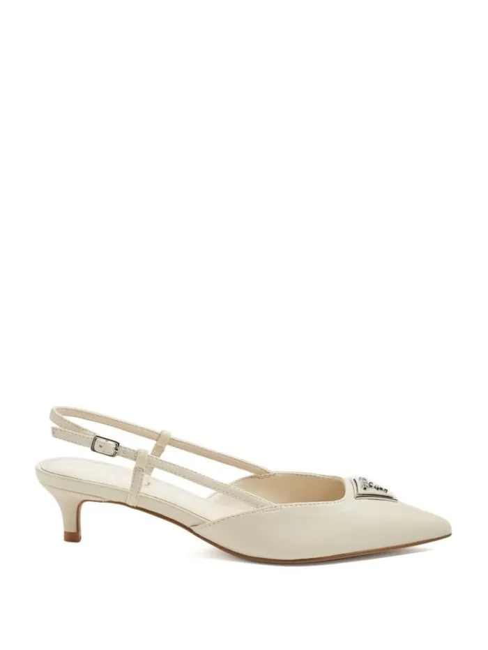 Women GUESS Heels Jesson Triangle Kitten Heels Ivory 150