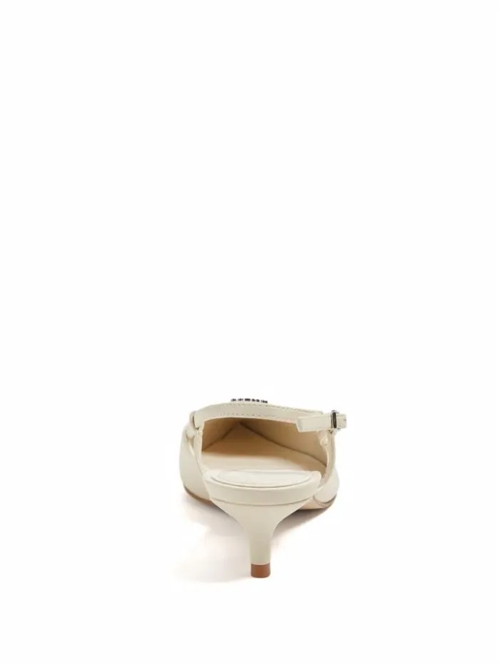 Women GUESS Heels Jesson Triangle Kitten Heels Ivory 150