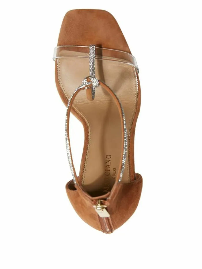 Women GUESS Heels Olivia Embellished Heeled Sandal Cognac