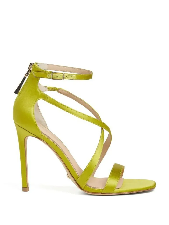 Women GUESS Heels Satin Strappy Heel Green Patent