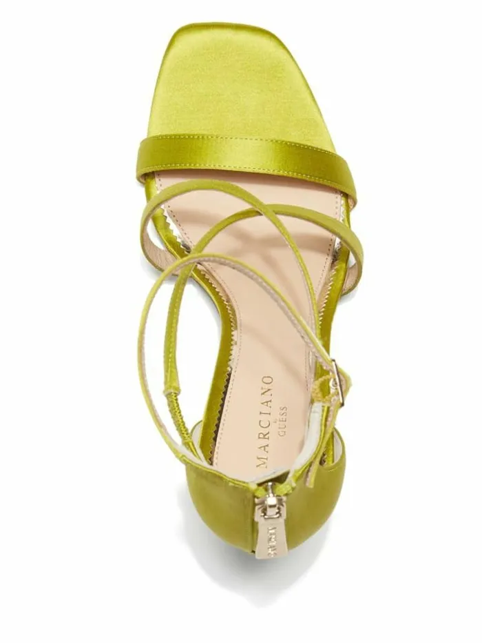 Women GUESS Heels Satin Strappy Heel Green Patent