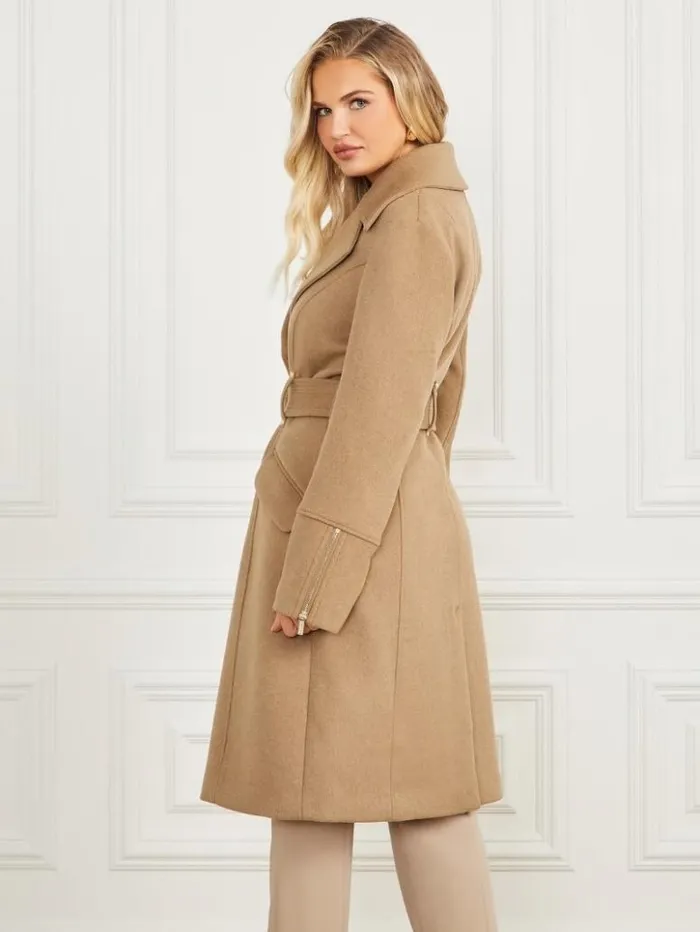 Women GUESS Jackets and Coats Alice WoolBlend Coat Macchiato Multi