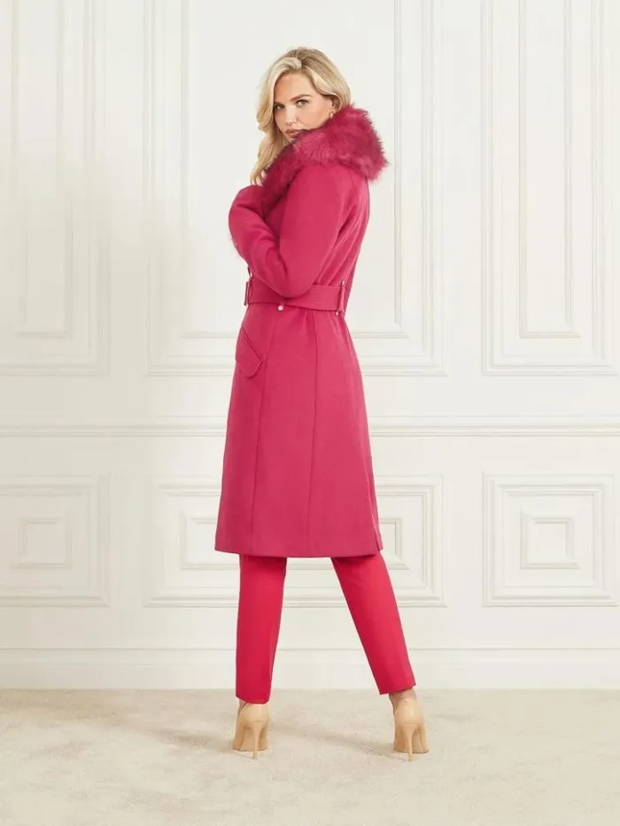 Women GUESS Jackets and Coats Alice WoolBlend Coat Viva Pink