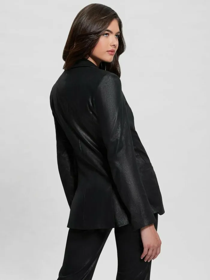 Women GUESS Jackets and Coats Eco Emelie FauxSuede Blazer Black Vintage Suede