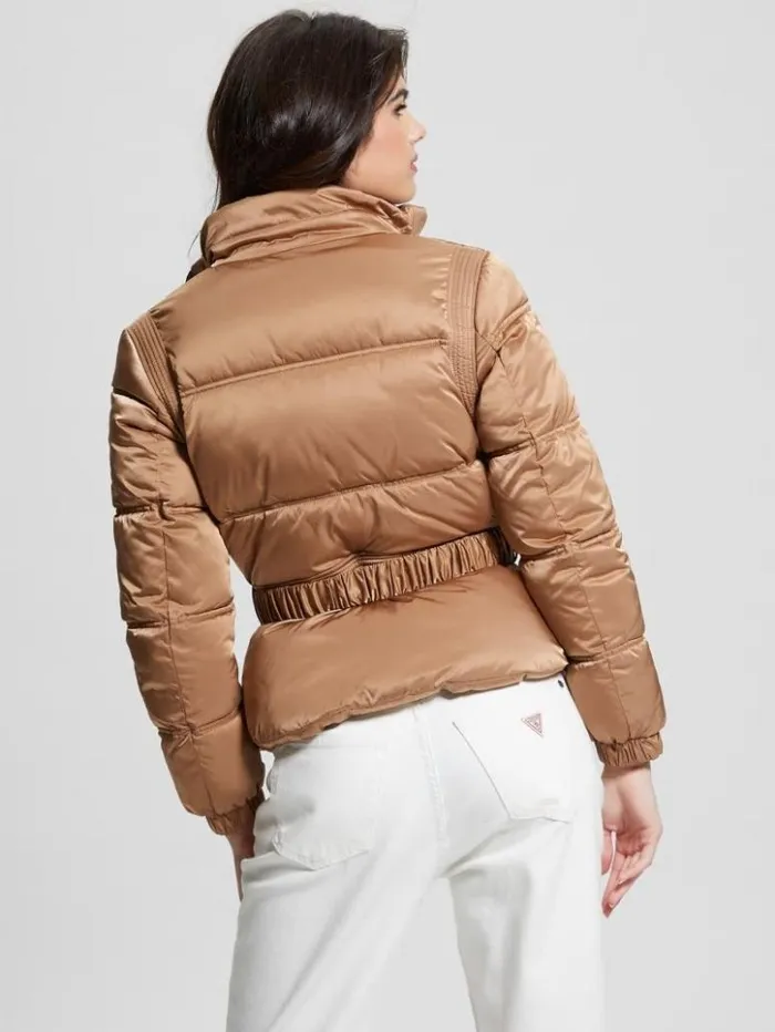 Women GUESS Jackets and Coats Eco Lucia Belt Bag Puffer Jacket Wet Sand Multi Women GUESS Jackets and Coats Eco Lucia Belt Bag Puffer Jacket Wet Sand Multi