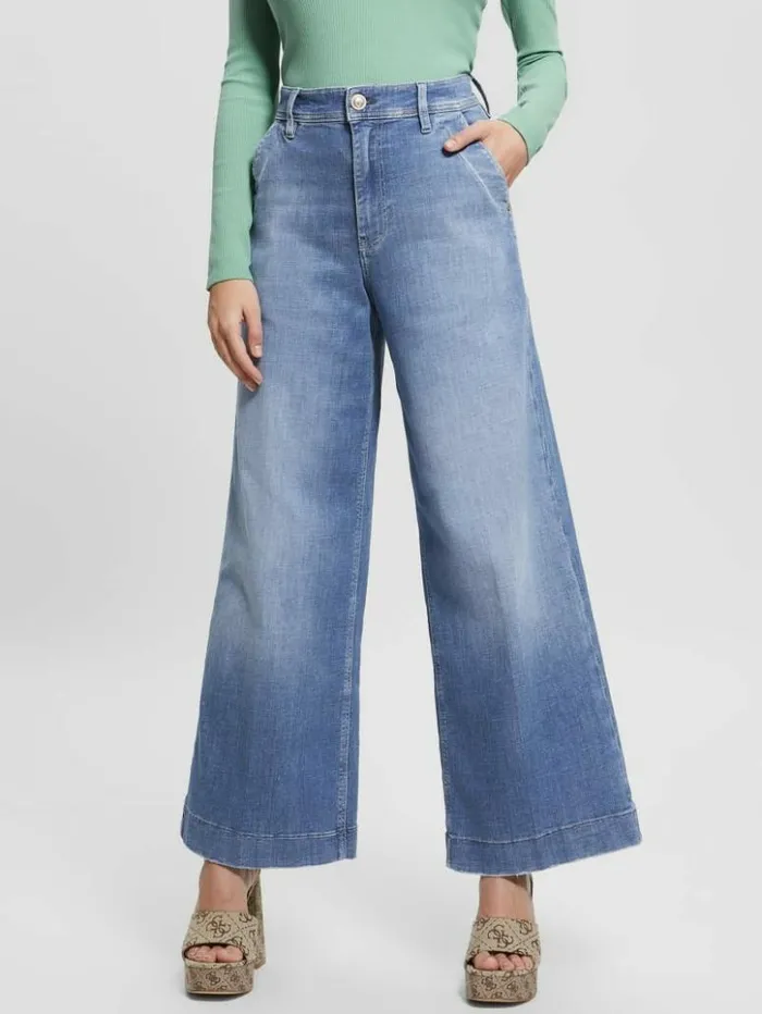 Women GUESS Jeans and Denim Dakota Cropped WideLeg Jeans Genial