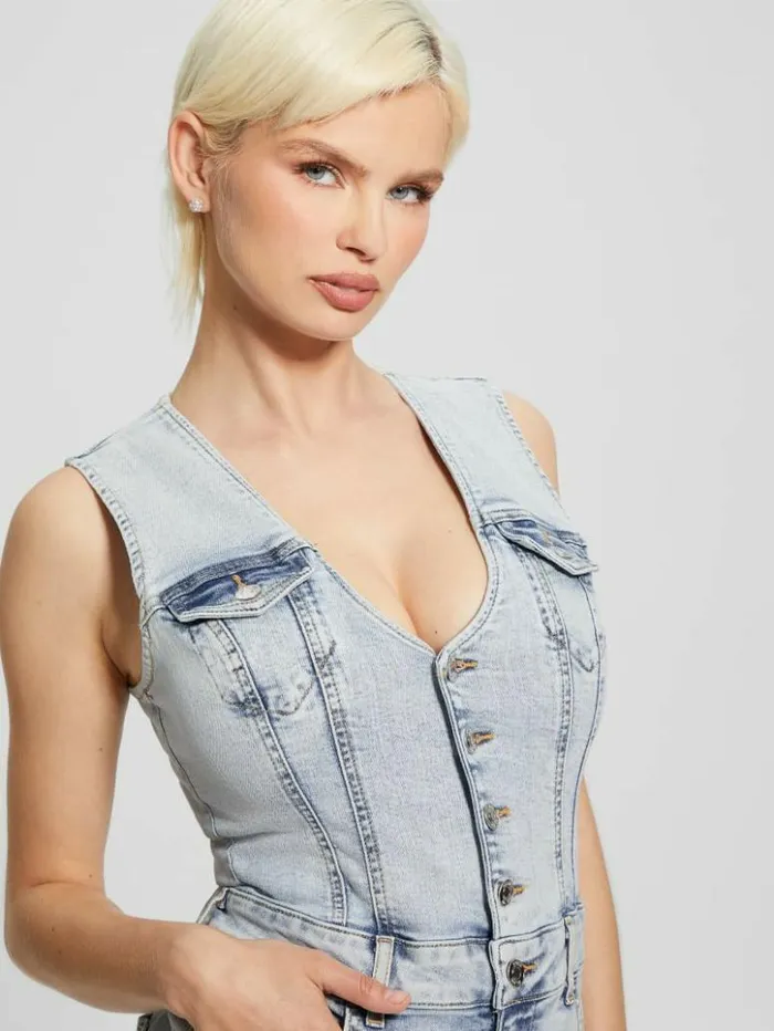 Women GUESS Jeans and Denim Eco Bella Denim Romper Heart Lake