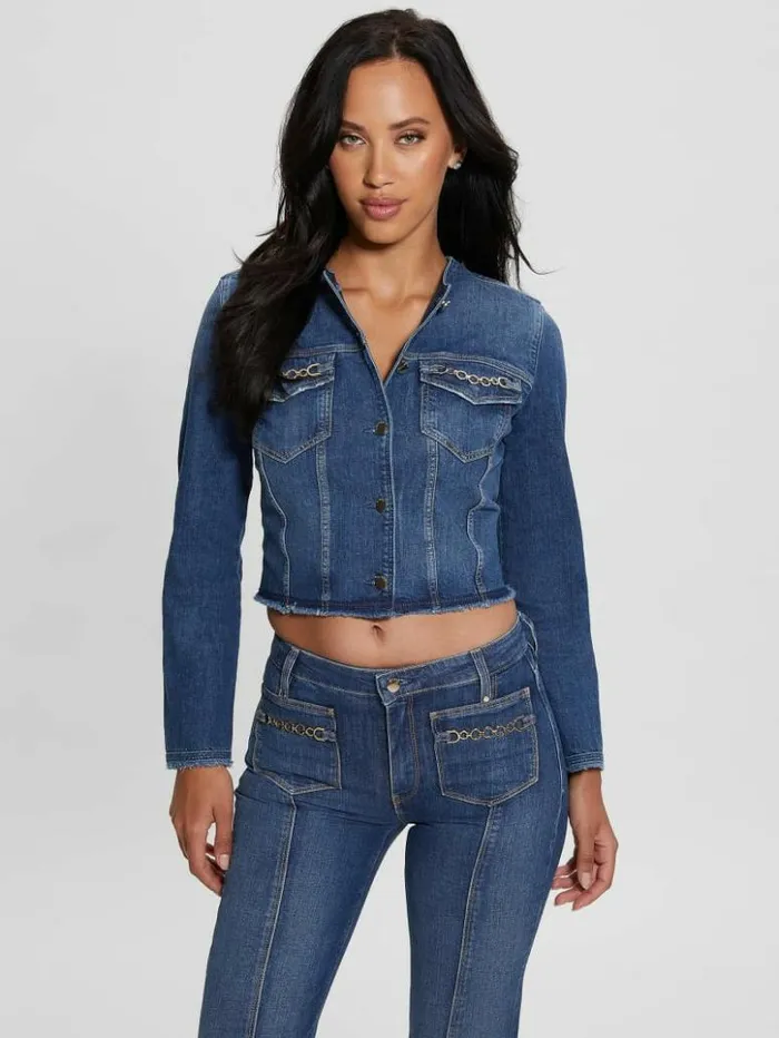 Women GUESS Jeans and Denim Eco Terrie Denim Jacket Enlinghtment Dark