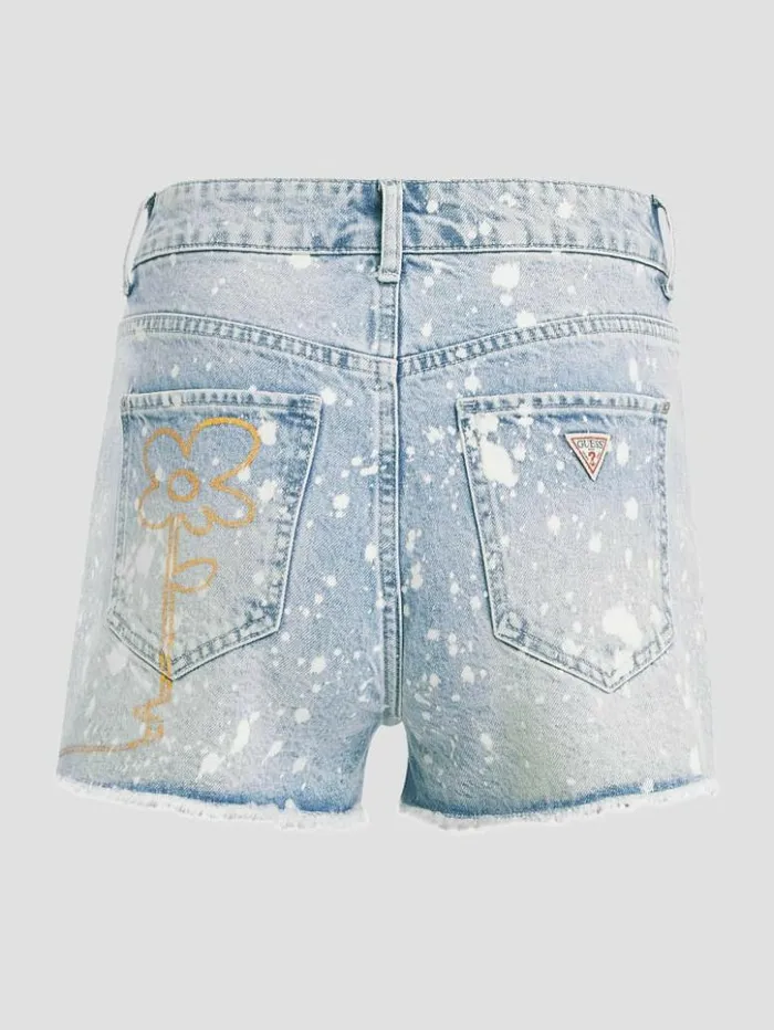 Women GUESS Jeans and Denim Graphic Splatter Denim Mom Shorts Artist Splash