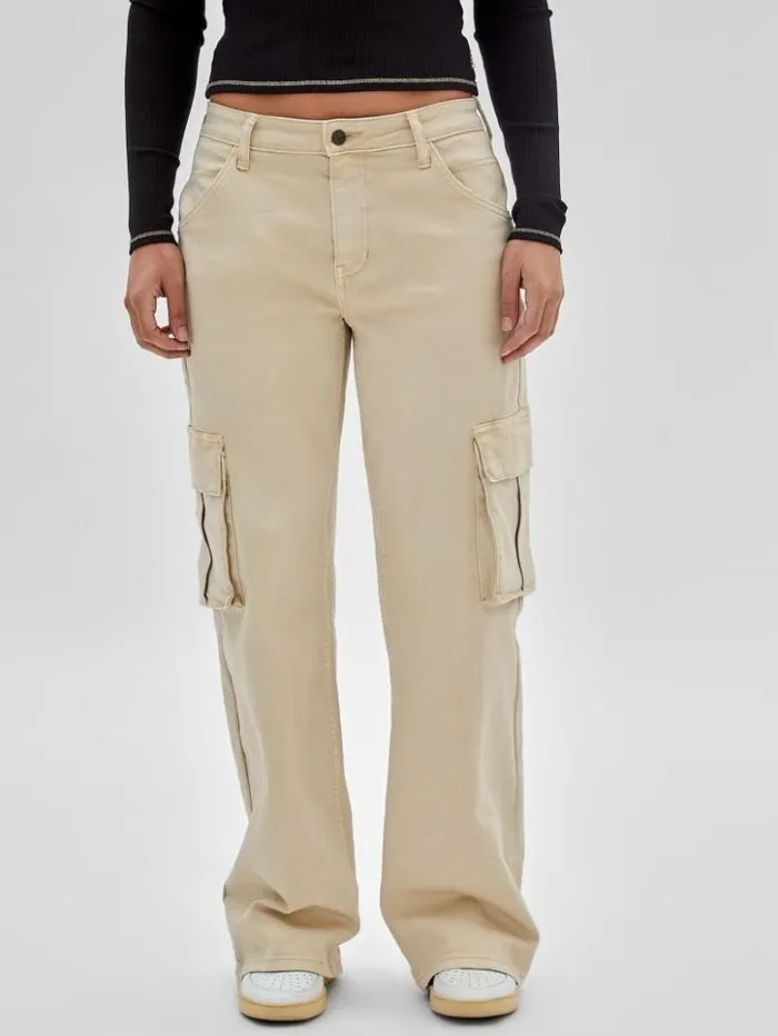 Women GUESS Jeans and Denim GUESS Originals Kit Cargo Jeans Go Laurie Tan Wash