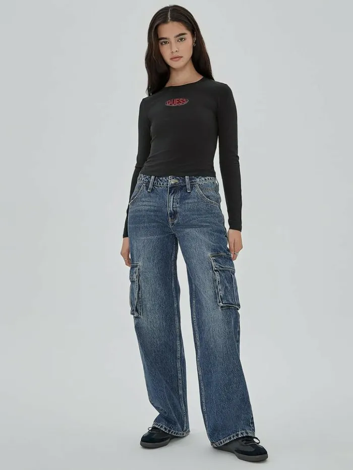 Women GUESS Jeans and Denim GUESS Originals Kit Cargo Jeans Originals Dark Wash