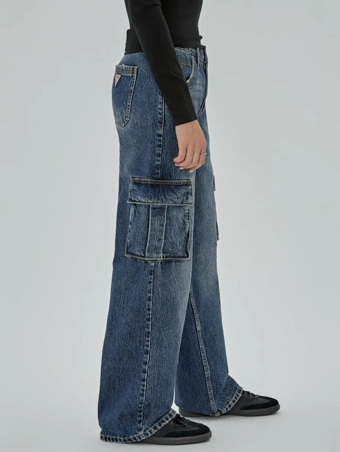Women GUESS Jeans and Denim GUESS Originals Kit Cargo Jeans Originals Dark Wash