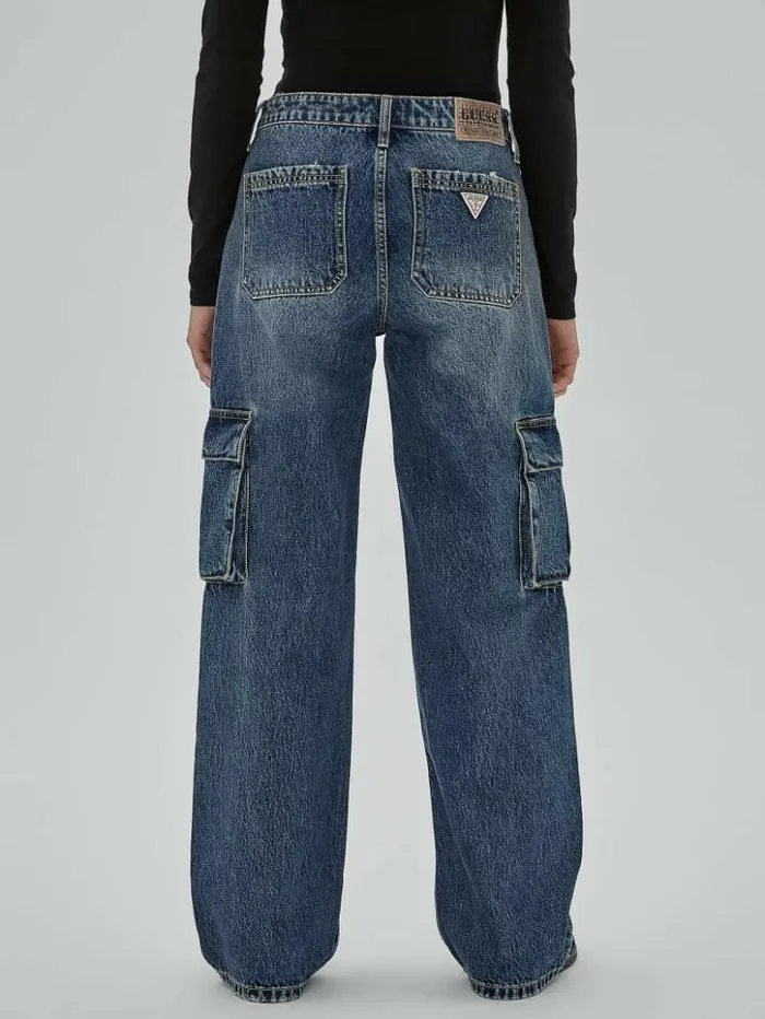 Women GUESS Jeans and Denim GUESS Originals Kit Cargo Jeans Originals Dark Wash