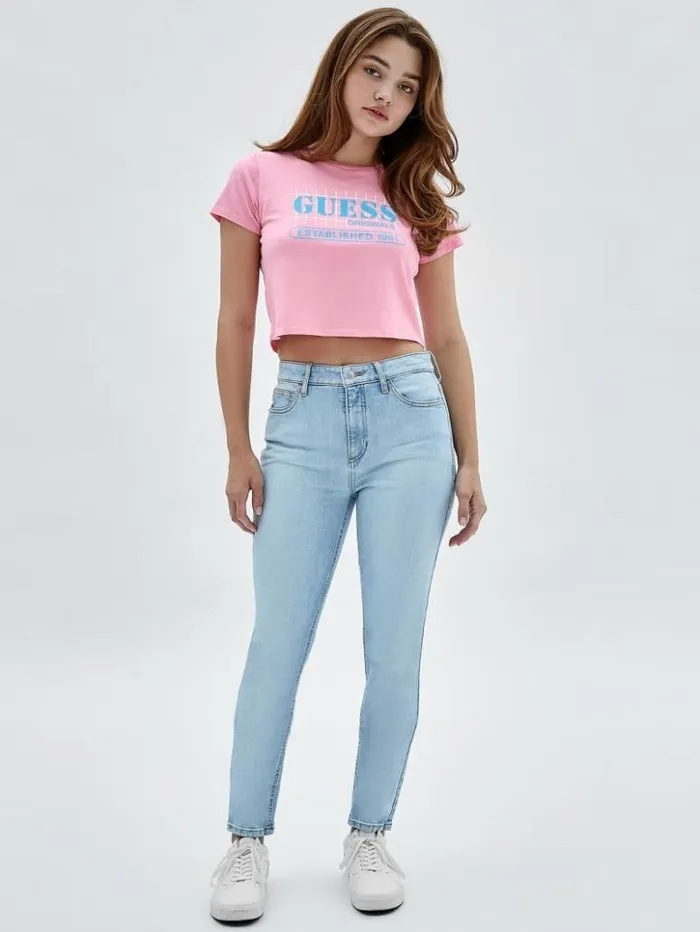 Women GUESS Jeans and Denim GUESS Originals Kit Super HighRise Skinny Jeans Go Broadway Lt Wash