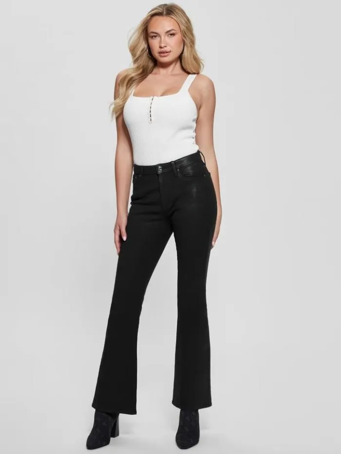 Women GUESS Jeans and Denim Sexy Flare Jeans Jet Black Multi