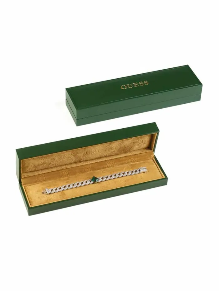 Women GUESS Jewelry Emerald And RhodiumPlated Pav Curb Bracelet Silvergold