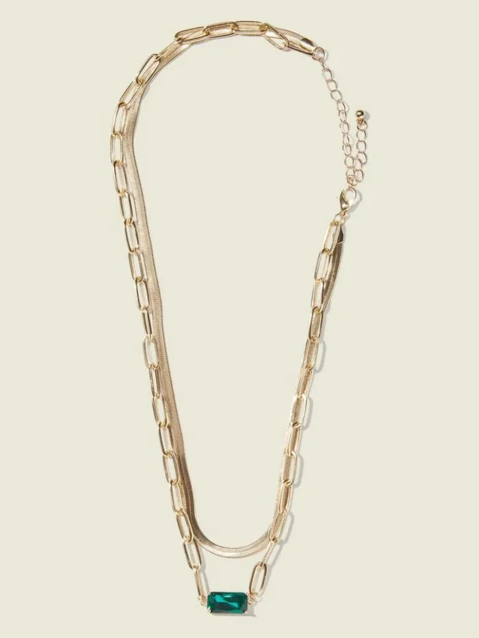 Women GUESS Jewelry GoldTone Layered Mixed Chain Necklace Gold