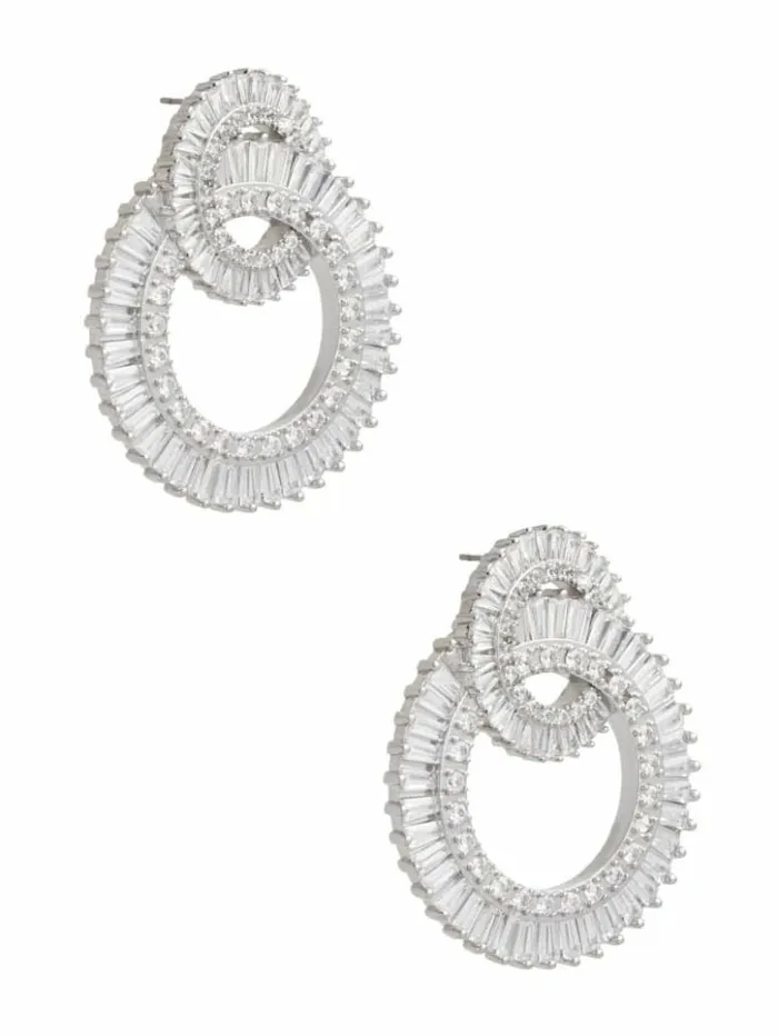 Women GUESS Jewelry SilverTone Oversized Statement Earrings Silver