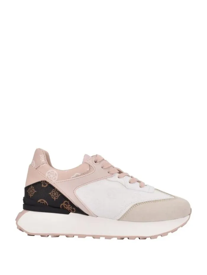 Women GUESS Sneakers Luchia Logo Pop Joggers White Multi Leather