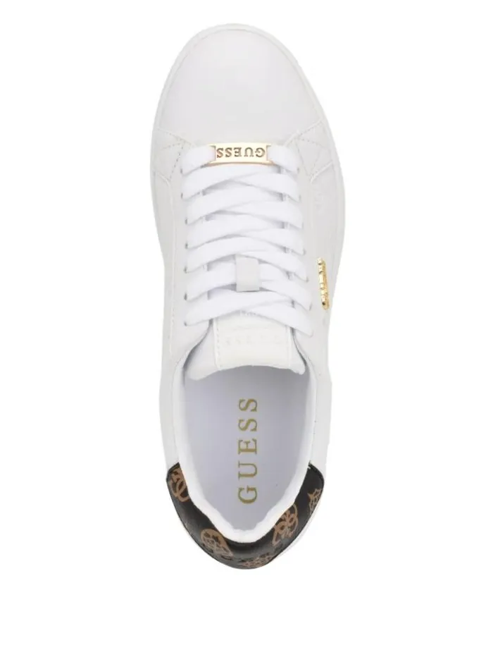 Women GUESS Sneakers Renzy Debossed Logo LowTop Sneakers White Graffiti