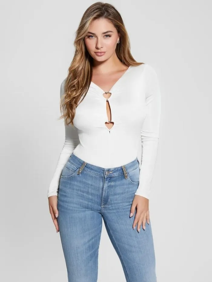 Women GUESS Tops Allura Bodysuit Cream White