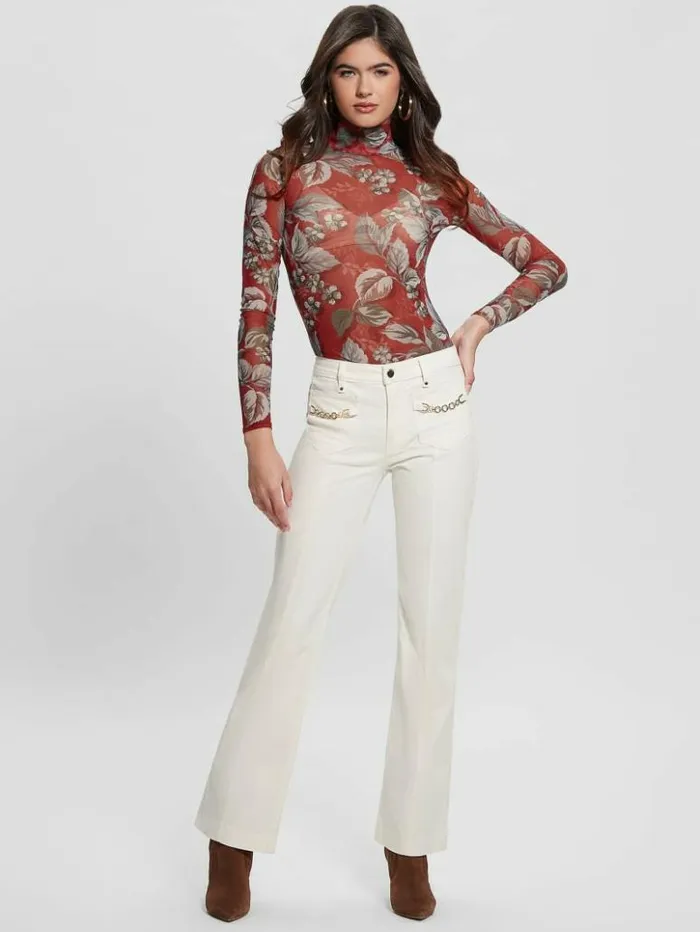 Women GUESS Tops Eco Kamaria Printed Top Coachwood Estate Print
