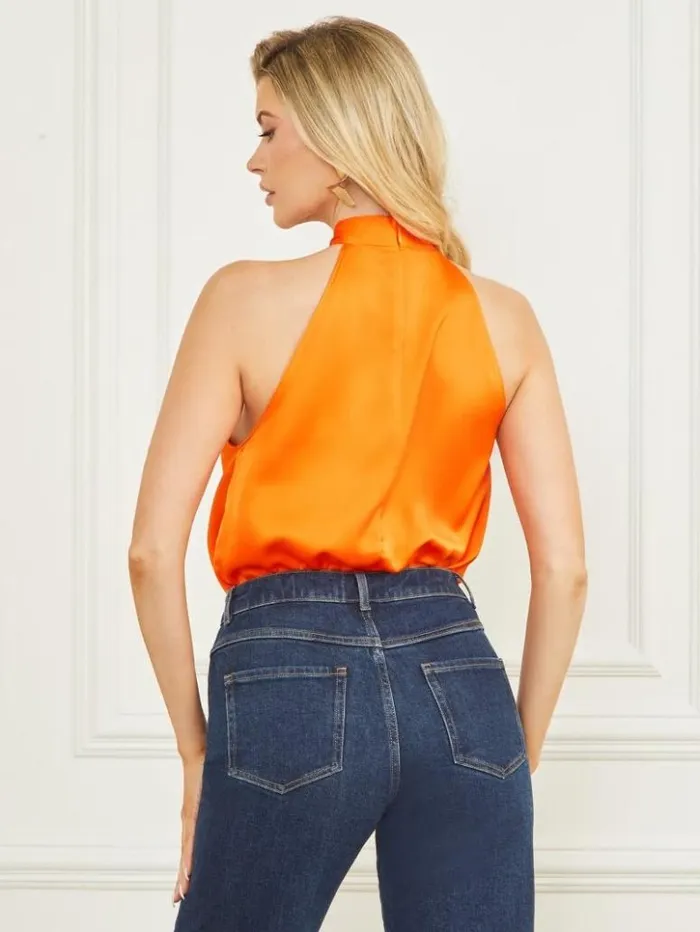 Women GUESS Tops Frida Satin Top Superlative Orange