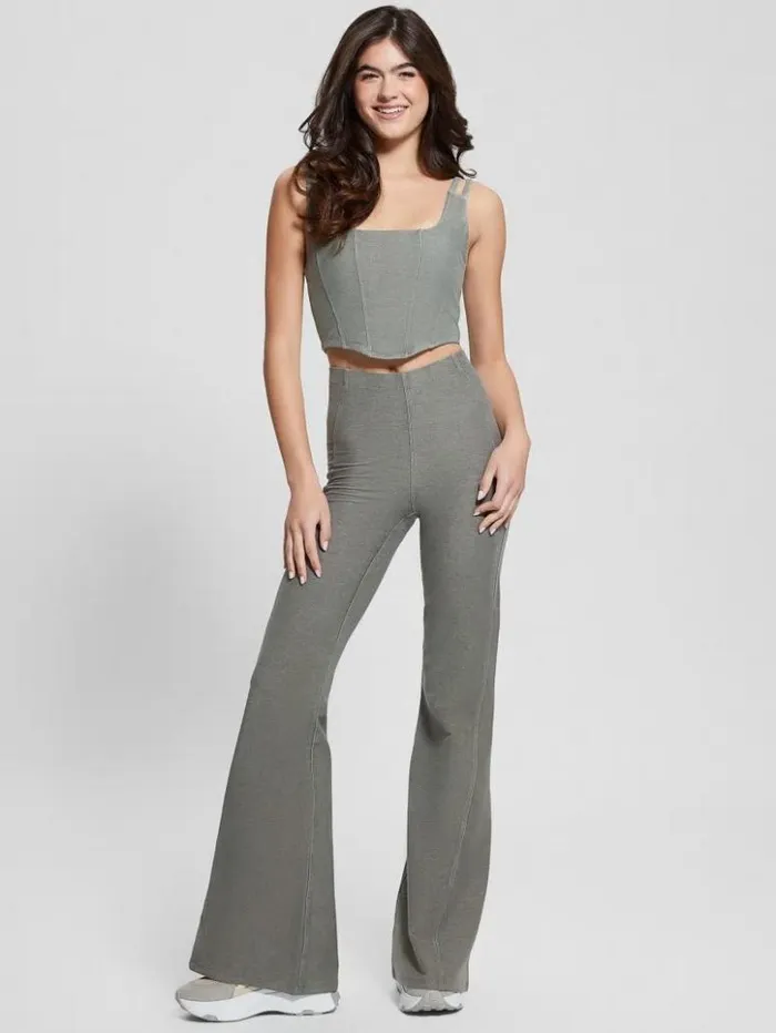 Women GUESS Tops Washed Crop Top Colored Grey Multi