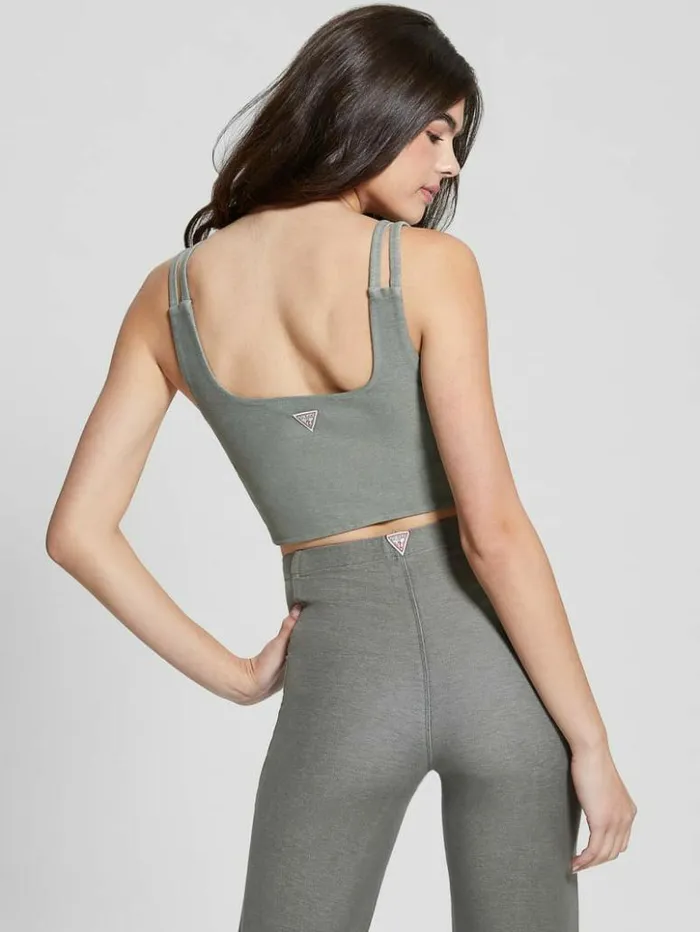 Women GUESS Tops Washed Crop Top Colored Grey Multi