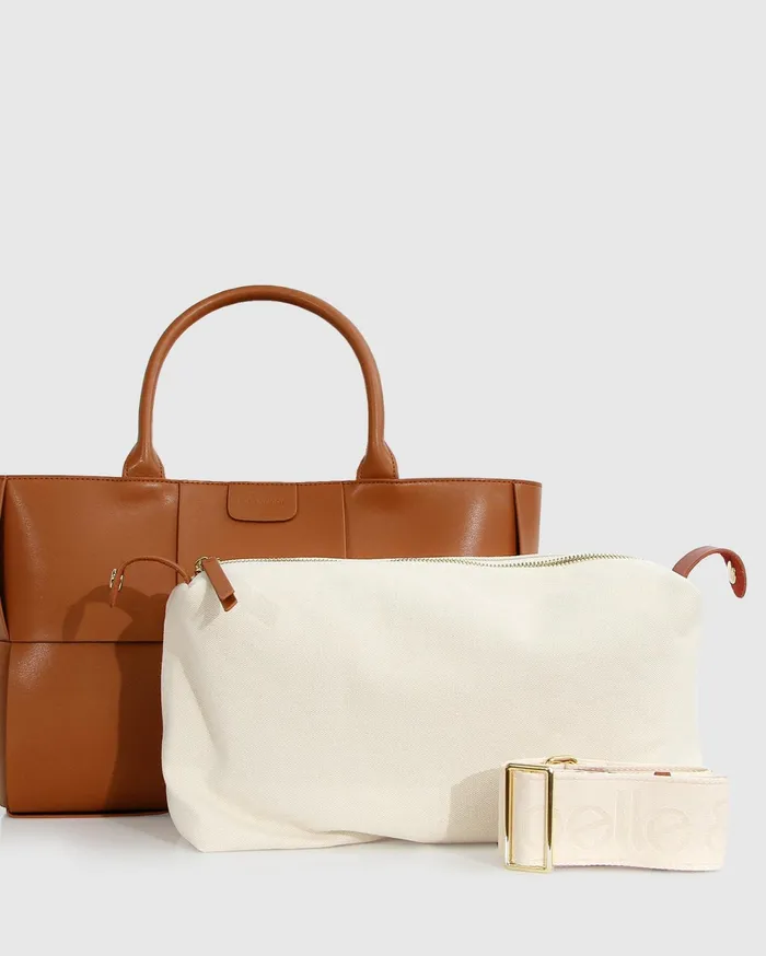 Women Handbags Belle and Bloom Long Way Home Woven Tote 8211 Camel