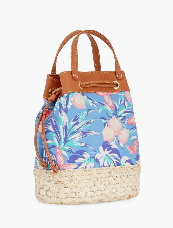 Women Handbags Talbots Ratti Tropical Print Drawstring Bucket Bag Blue Multi