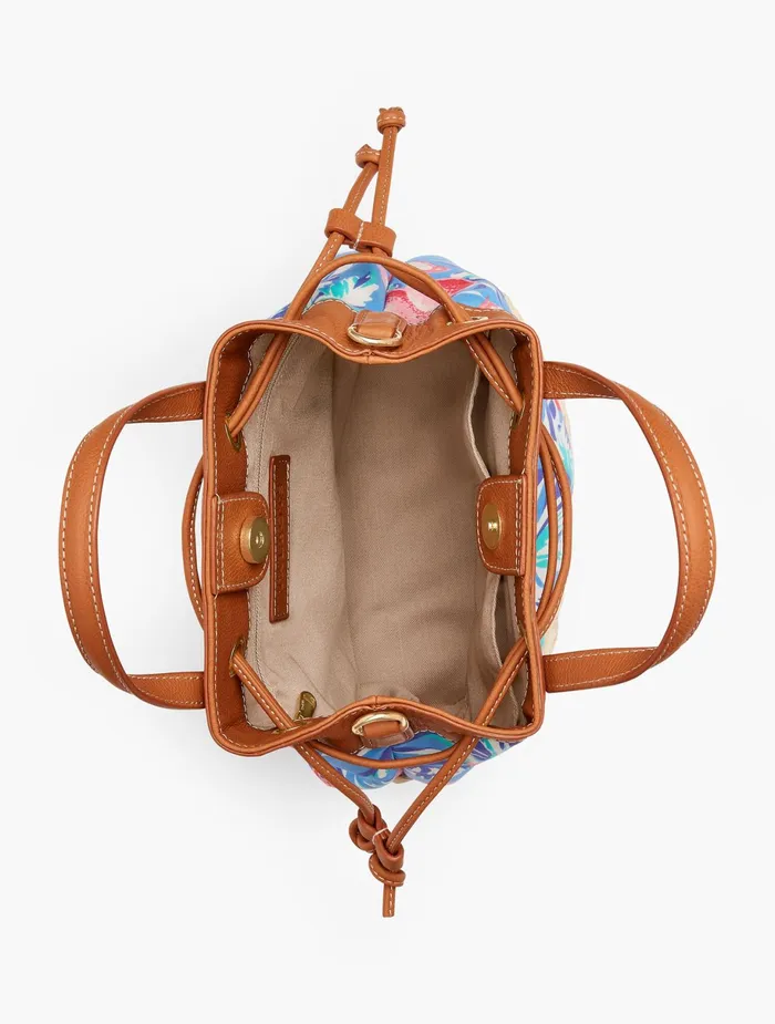 Women Handbags Talbots Ratti Tropical Print Drawstring Bucket Bag Blue Multi