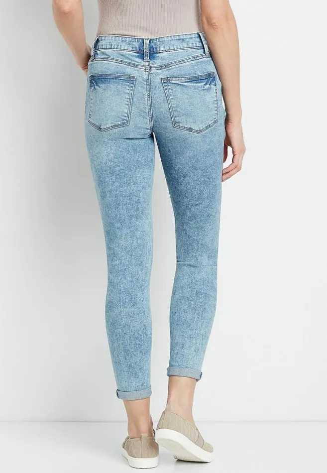 Women High Rise Medium Marble Wash Jegging Maurices Jeans