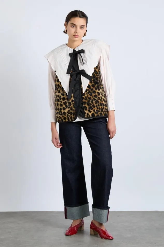 Women Jackets and Coats Damson Madder Marta Borg Gilet 8211 Leopard