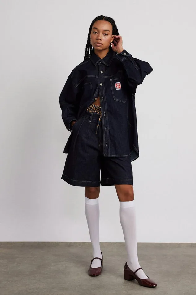 Women Jackets and Coats Damson Madder Nova Oversized Shacket 8211 Indigo