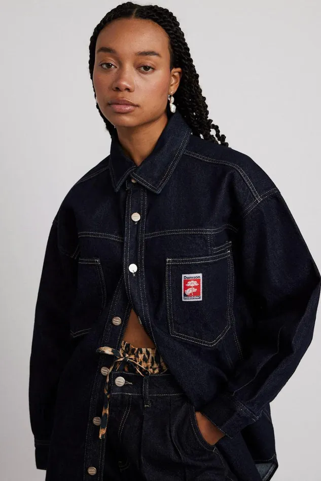 Women Jackets and Coats Damson Madder Nova Oversized Shacket 8211 Indigo