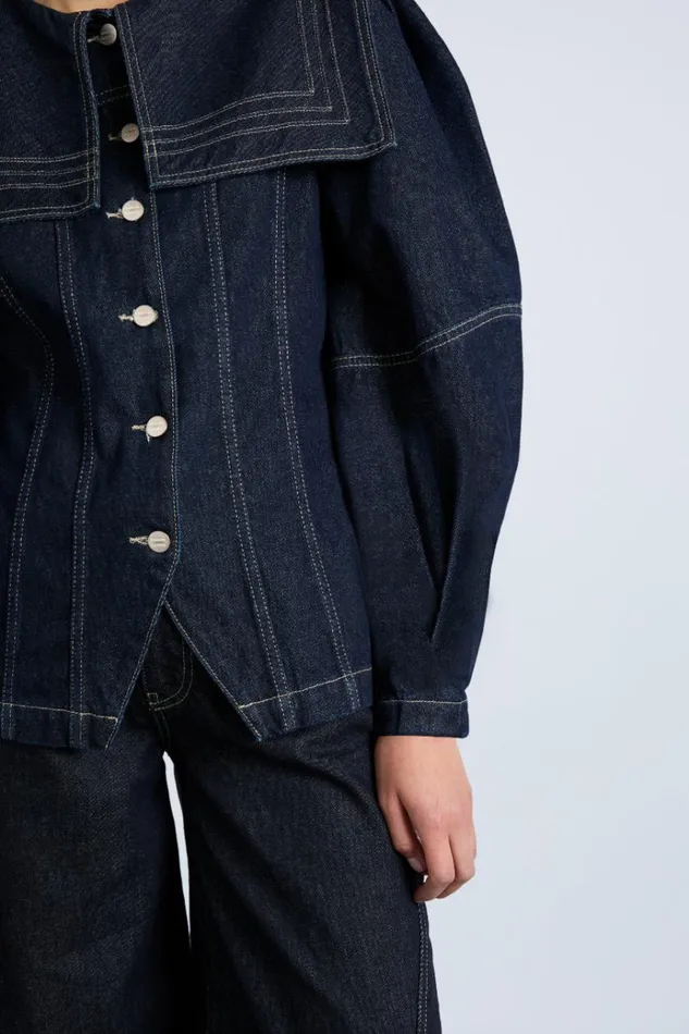 Women Jackets and Coats Damson Madder Sailor Denim Jacket 8211 Dark Indigo