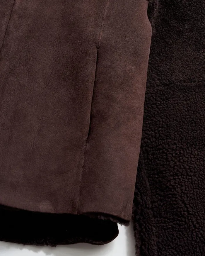 Women Jackets and Outerwear Billy Reid Short Shearling Jacket Coffee Bean