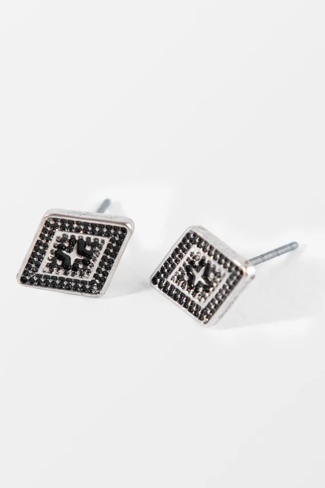 Women Jewellery Cupshe Katerina Geometric Print Resin Earring Black
