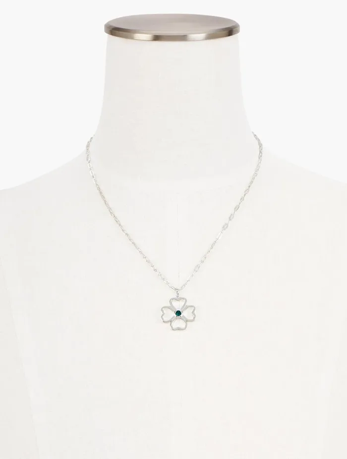 Women Jewelry Talbots Swarovski Emerald and Sterling Lucky In Love Pendant Emeraldsterling Silver