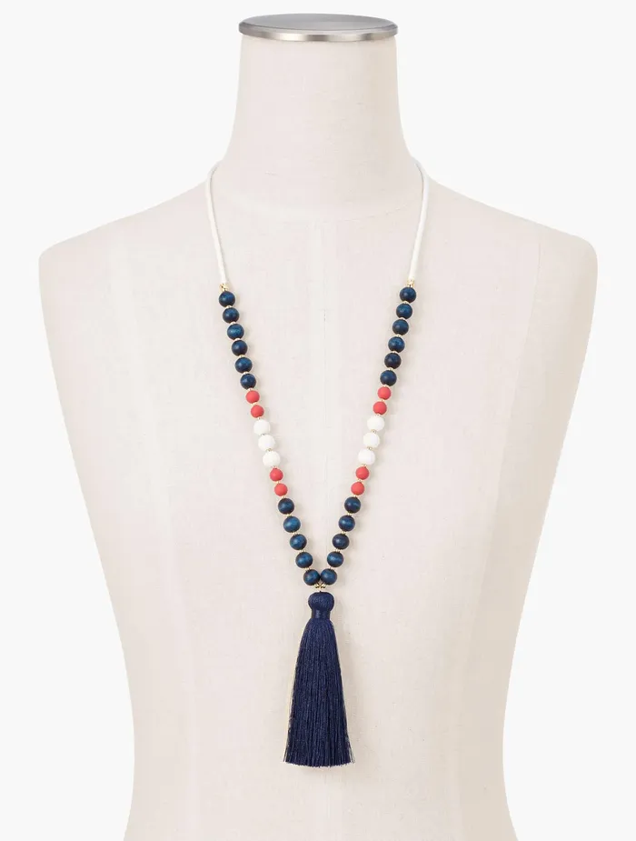 Women Jewelry Talbots Tasseled Americana Necklace India Ink Multi