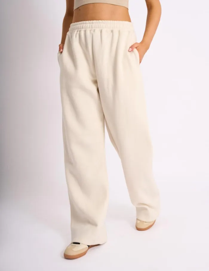 Women Kaiia Embossed Wide Leg Joggers Cream Cream Public Desire Jogger and Leggings