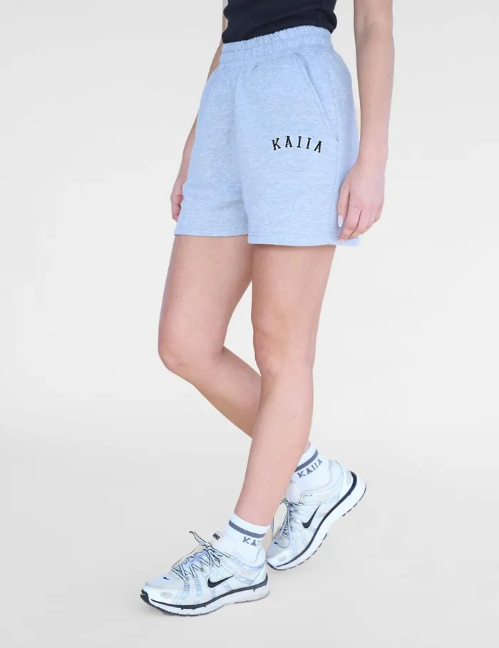 Women Kaiia Logo Sweat Shorts Grey Marl and Black Marl Public Desire Shorts