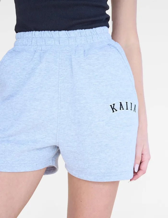 Women Kaiia Logo Sweat Shorts Grey Marl and Black Marl Public Desire Shorts