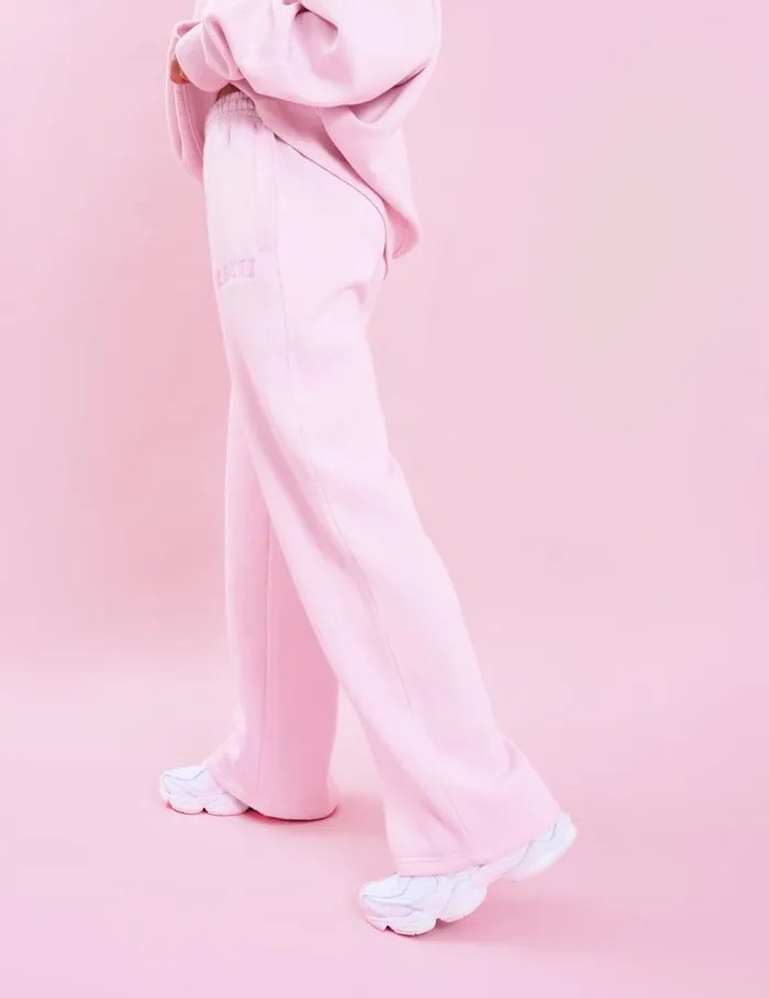 Women Kaiia Logo Wide Leg Sweat Pants Baby Pink Pink Public Desire View All Clothing