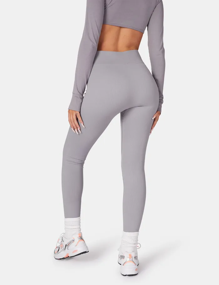 Women Kaiia Premium Rib Seamless Leggings Grey Kaiia Grey Public Desire Jogger and Leggings