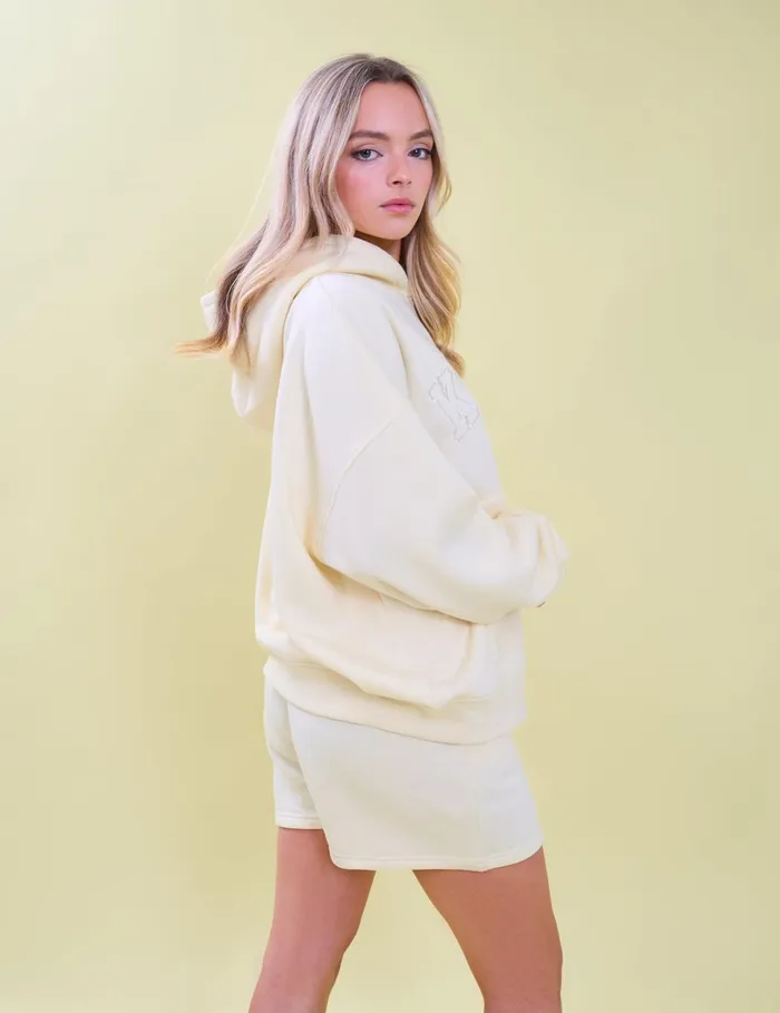 Women Kaiia Slogan Oversized Hoodie Lemon Yellow Public Desire Sweatshirt and Hoodies