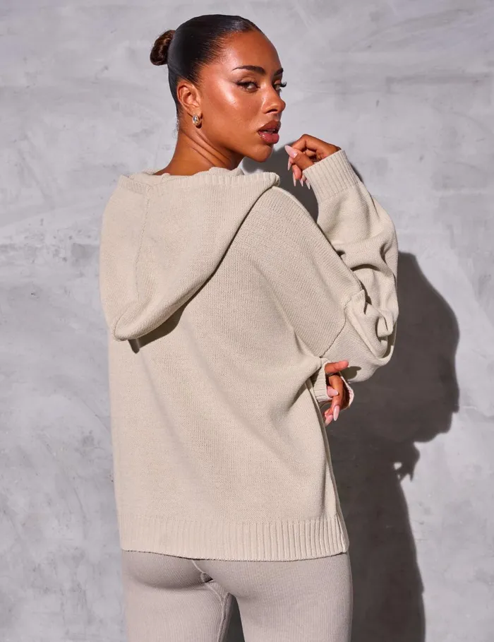 Women Kaiia Sport Knitted Hoodie Stone Stone Public Desire Sweatshirt and Hoodies