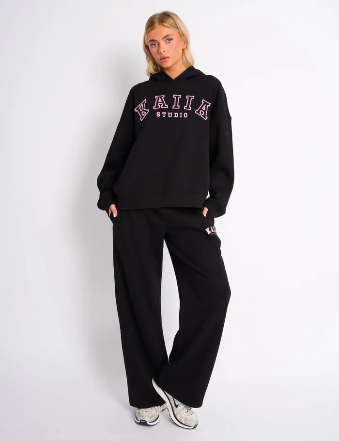 Women Kaiia Sport Oversized Hoodie Black and Pink Pink Public Desire Tailoring