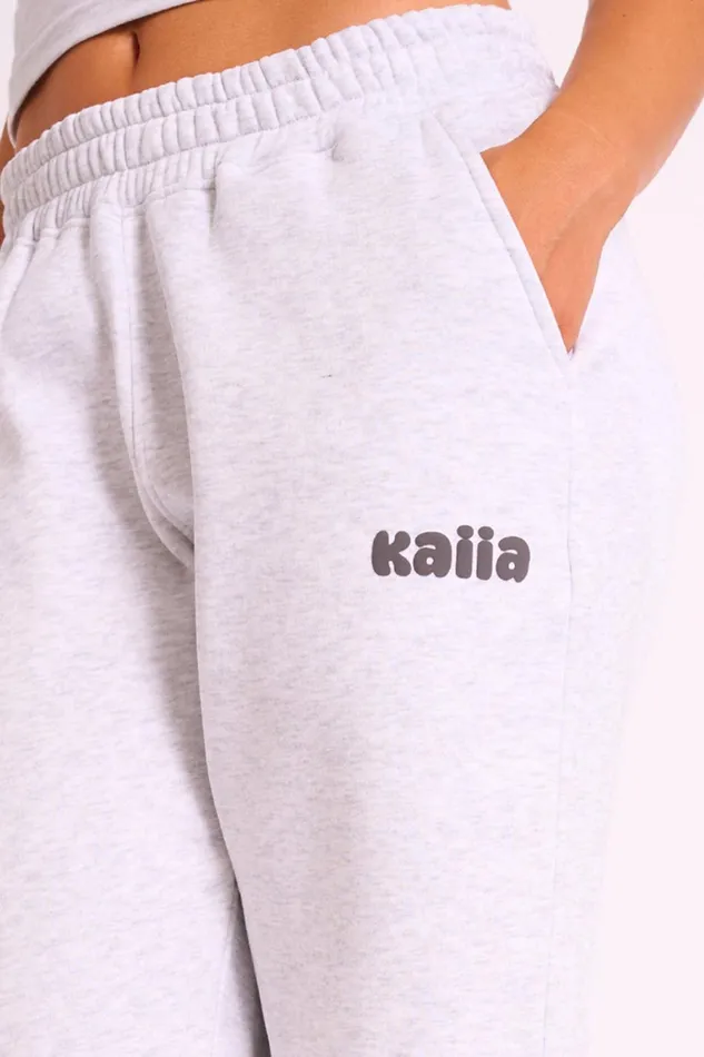 Women Kaiia Studio Bubble Graphic Wide Leg Jogger Grey Marl Grey Public Desire Jogger and Leggings